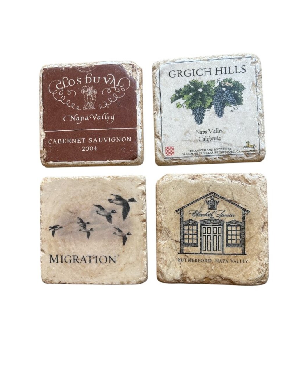 Vintage California Wine Coasters - Set of 4